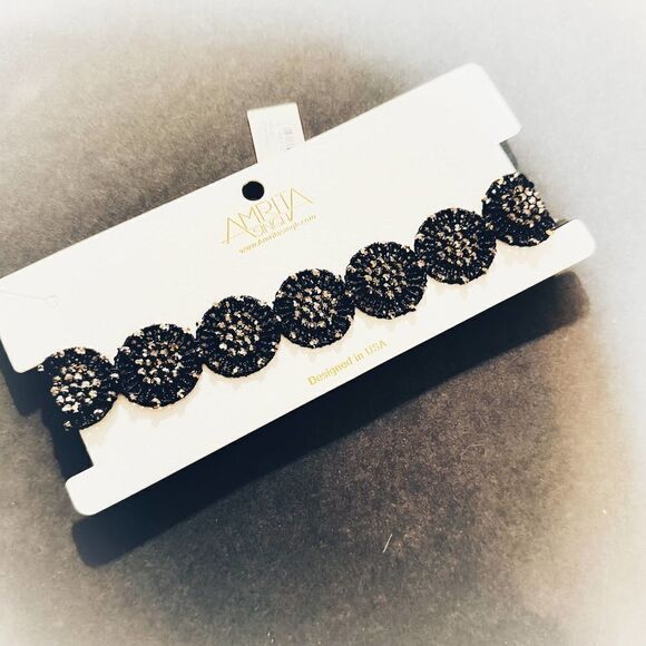 Amrita Singh Spiral Lace Choker Black Gunmetal - Picture 1 of 6
